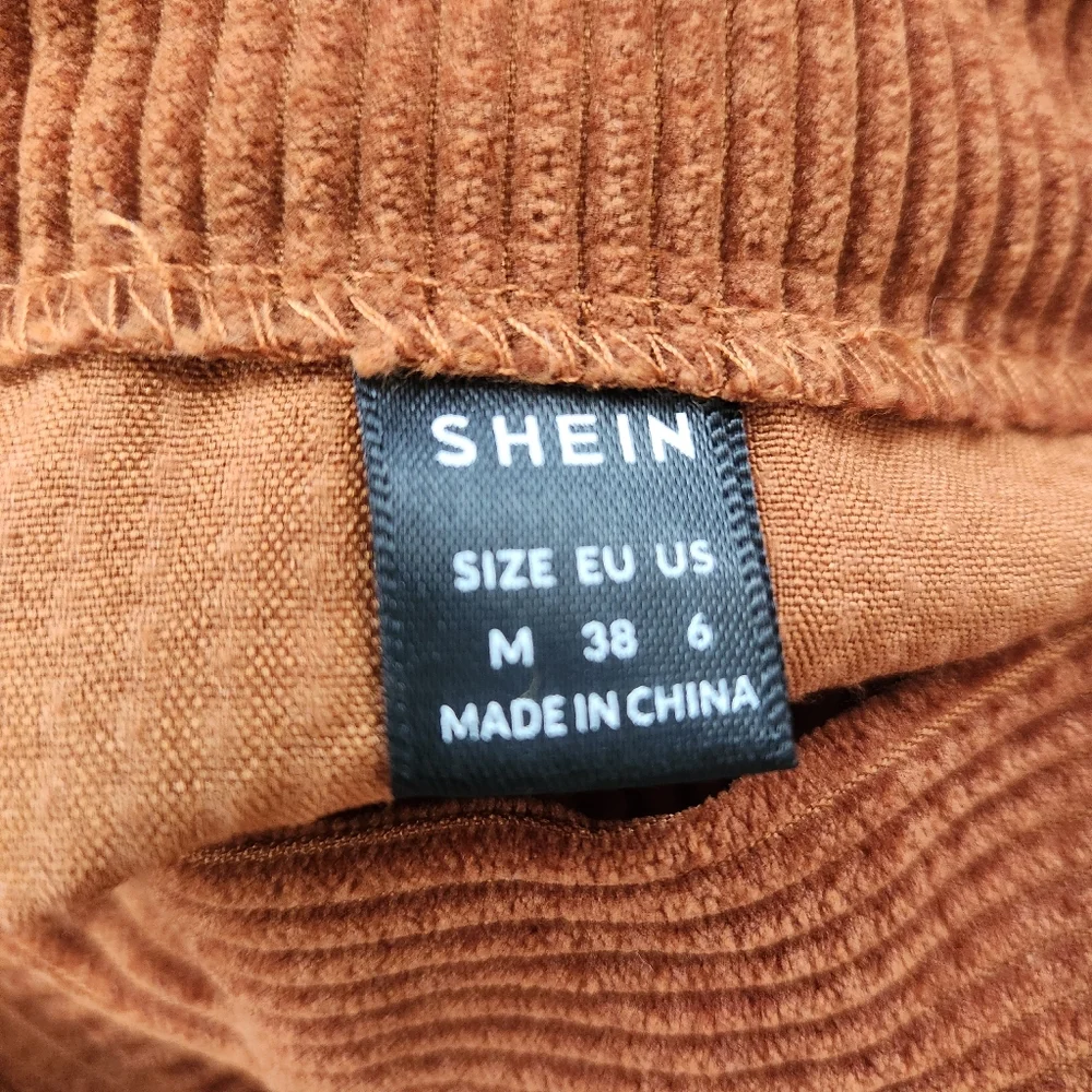 SHEIN Brown Corduroy‎ Overall Mini Dress Women's Size Medium